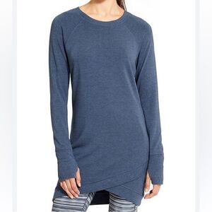 Athleta Criss Cross Heather Blue Long Sleeve Sweater Dress Size XS